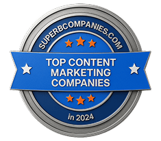 Odznaka nagrody Collaborator — Top Content Marketing Companies w 2024 roku.