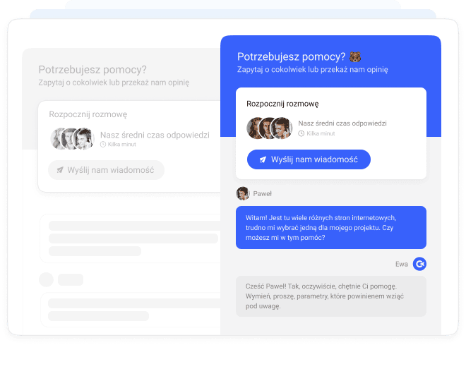 Interfejs czatu na żywo w Collaborator z trwającą rozmową ze wsparciem technicznym
