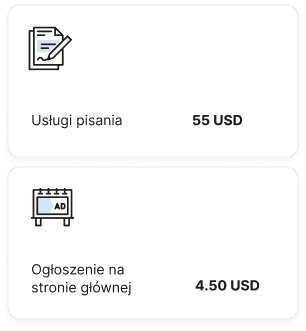 Cennik usług pisarskich i ogłoszenie na stronie głównej na rynku Collaborator.
