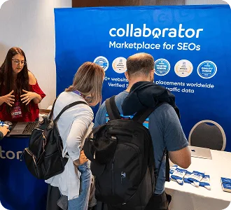 Odwiedzający zapoznają się ze stoiskiem Collaborator podczas Digital Marketing Europe 2026.